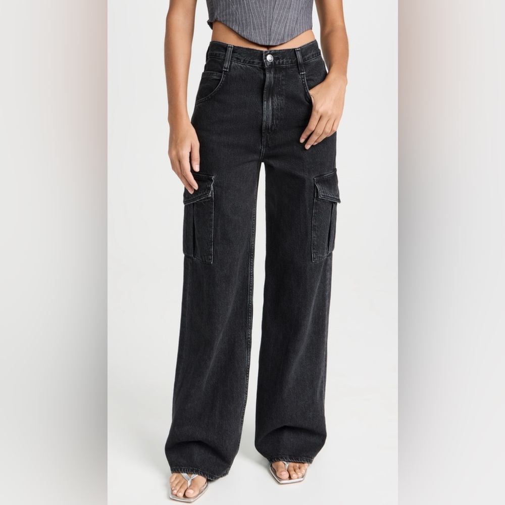 Agolde Black Wide-Leg Cargo Jeans